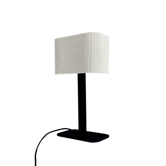 Calix Bordlampe Oval Stofskærm Natur Sort