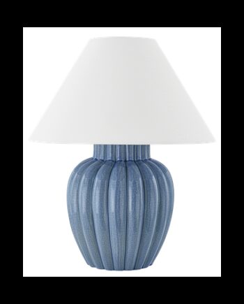 Clarendon Bordlampe Keramik Linned H51 ø42 E27 Krakeleret Blå Hvid