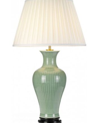 Dalian Bordlampe Keramik Bomuld H81 E27 Grøn Elfenbenshvid