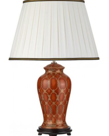 Datai Bordlampe Keramik Bomuld H68 E27 Terracotta Guld Elfenbenshvid