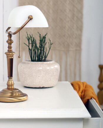 Deed Bordlampe Bronze Hvidt Glas
