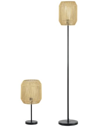 Delt Belysningssæt Gulvlampe Bordlampe 158 Naturlig  Sort