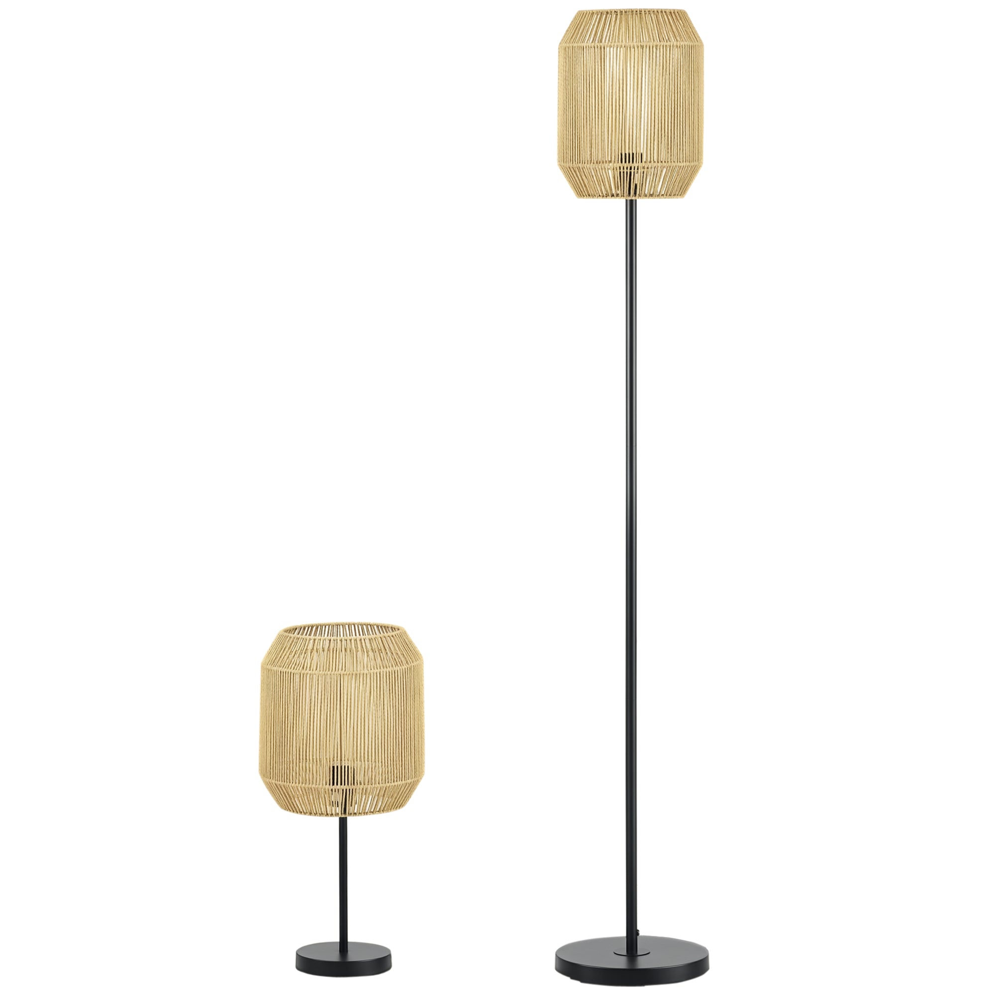 Delt Belysningssæt Gulvlampe Bordlampe 158 Naturlig Sort