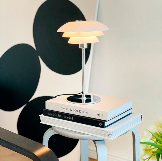 Dl20 Bordlampe Opal Krom