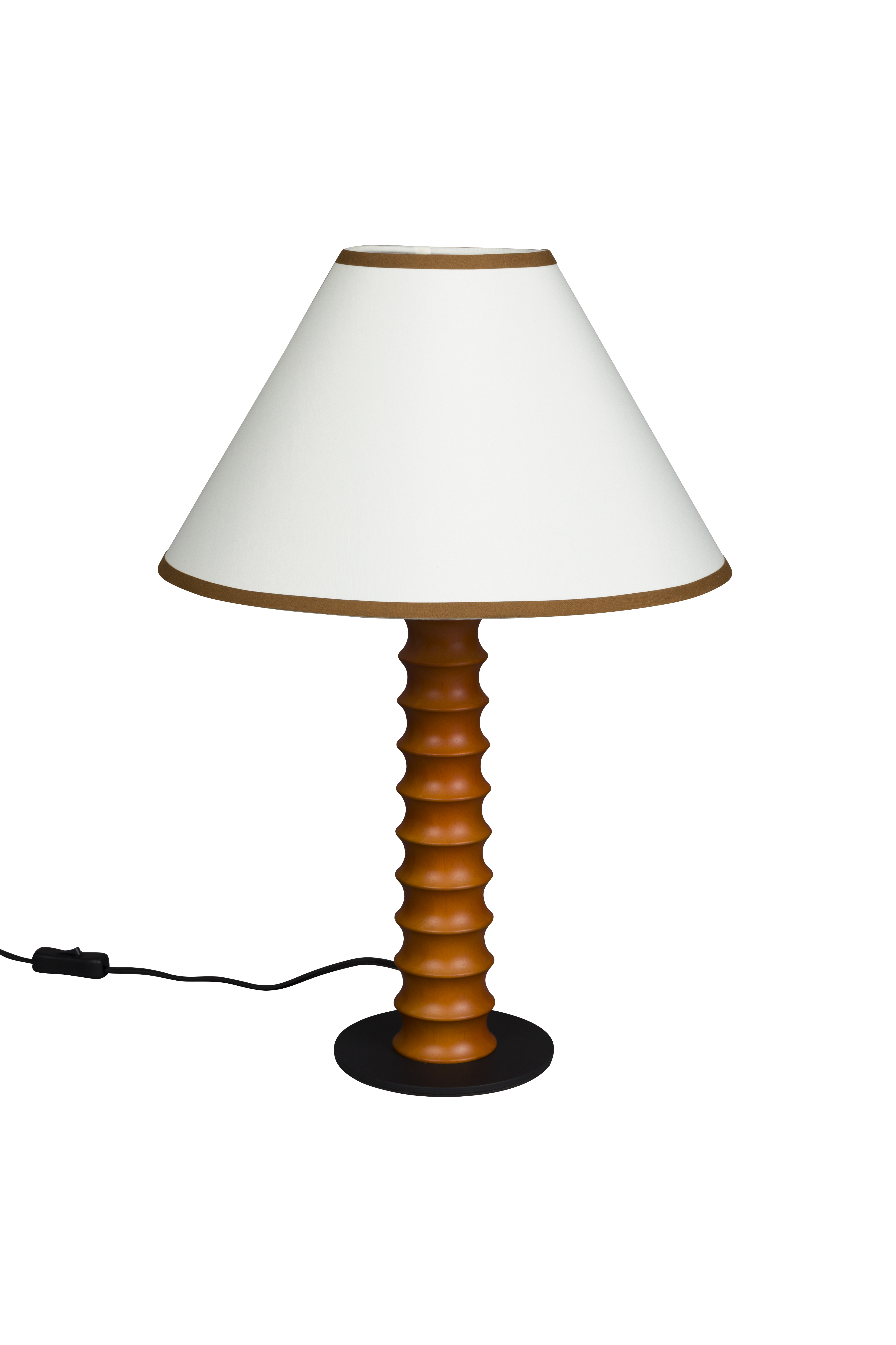 Dutchbone Horace Bordlampe Beige Bomuld Brun Egetræ