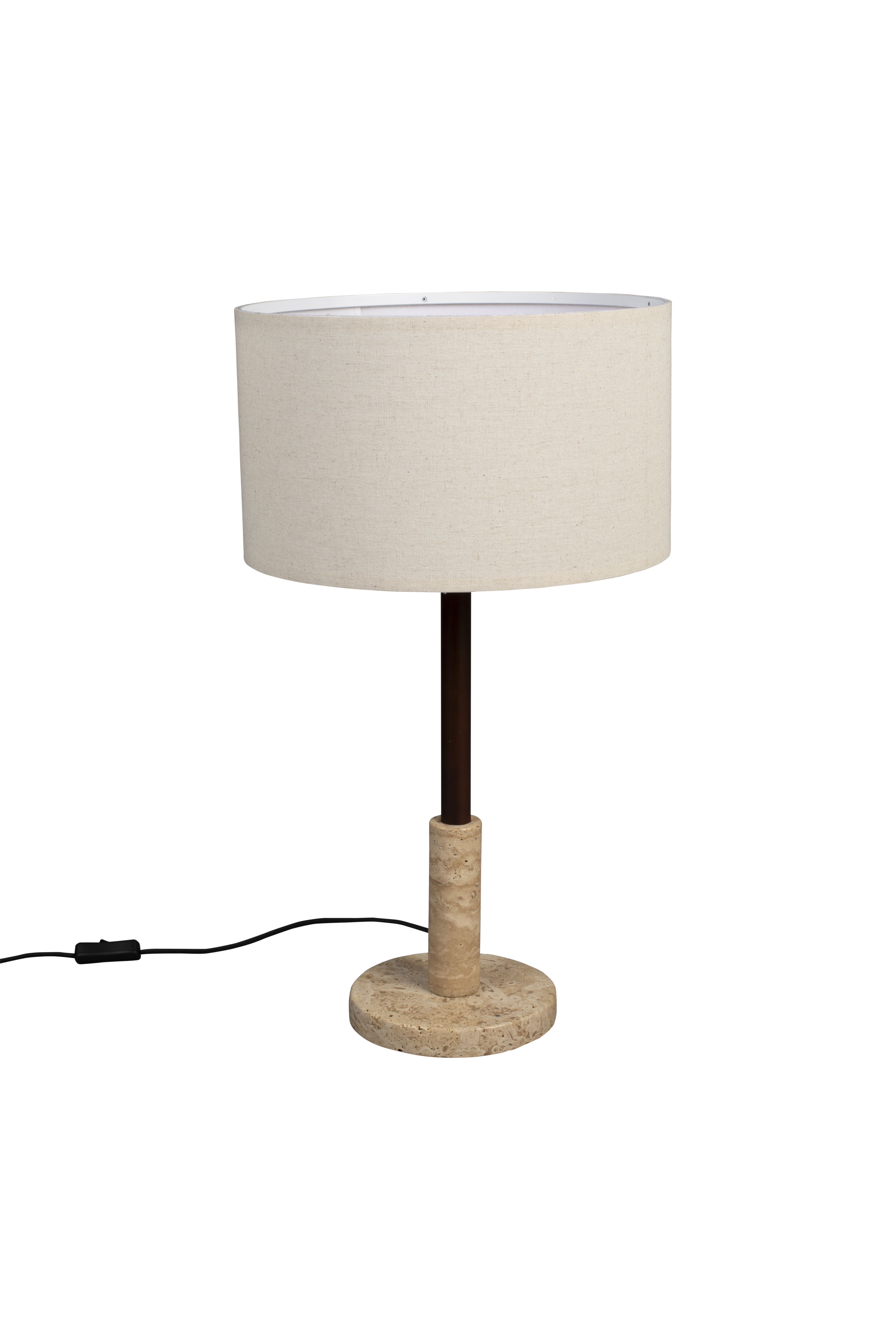 Dutchbone Jackson Bordlampe Linned Valnøddefarvet Træ Kalksten