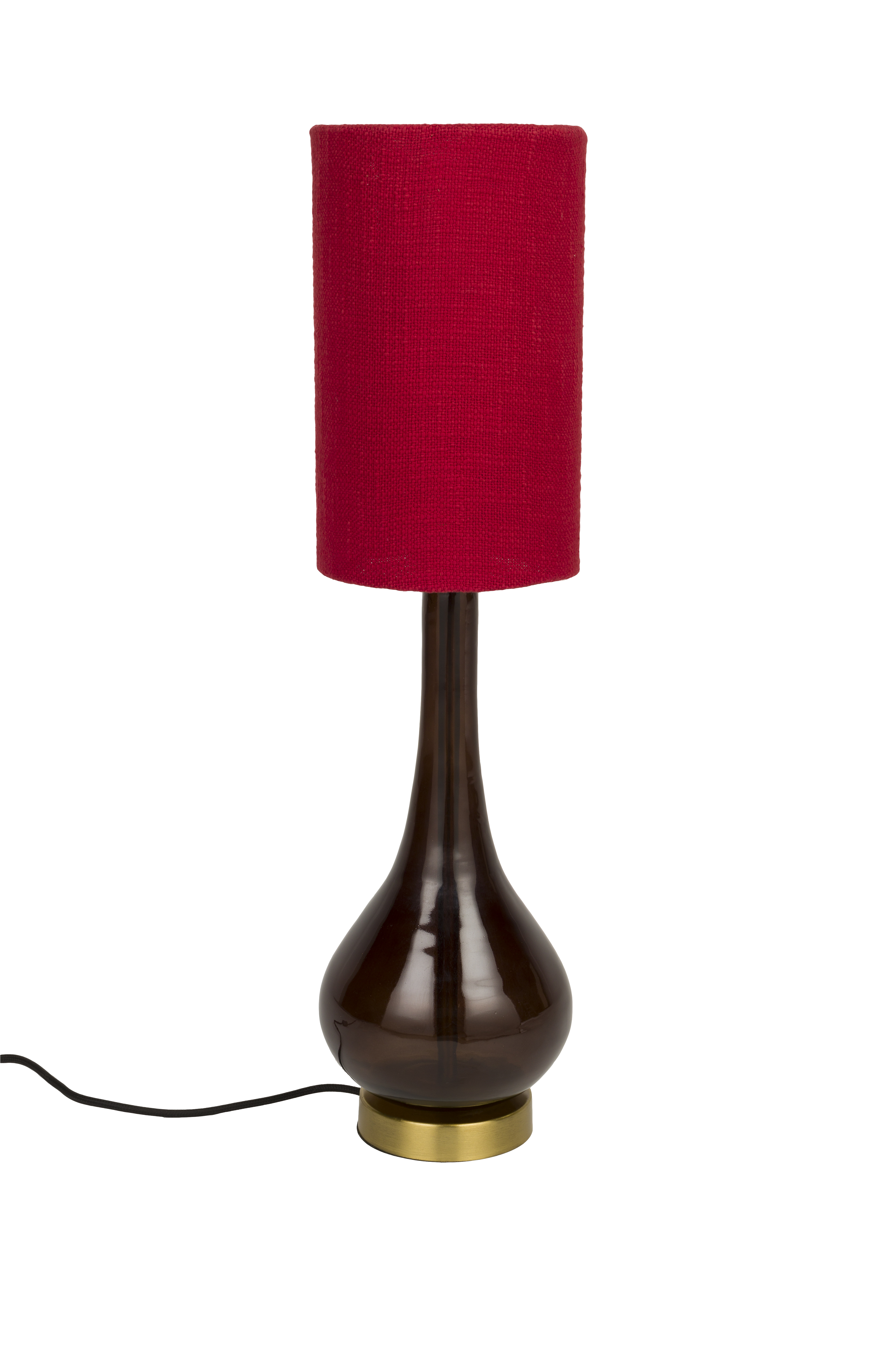 Dutchbone Jules Bordlampe Rød Stof Brun Glas