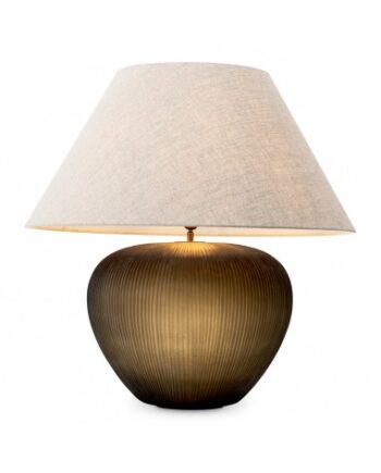 Eichholtz Bayly Bordlampe Glas Linned H76 ø48 E27 Brun Stenfinish Natur
