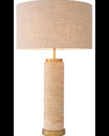 Eichholtz Lxry Bordlampe Stål Travertin Polyester H75 ø45 E27 Antik Messing Travertin Naturbrun