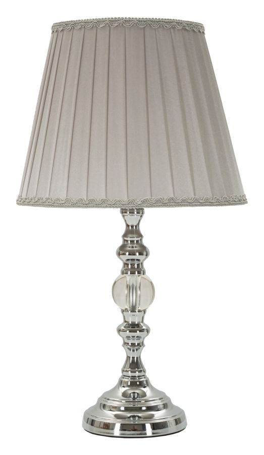 Glam Bordlampe Sølvfarvet Metal Glas Stof 25x46