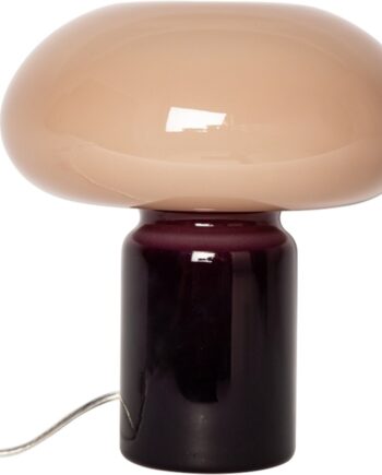 Glas Bordlampe Blomme Rosa H23cm ø22cm