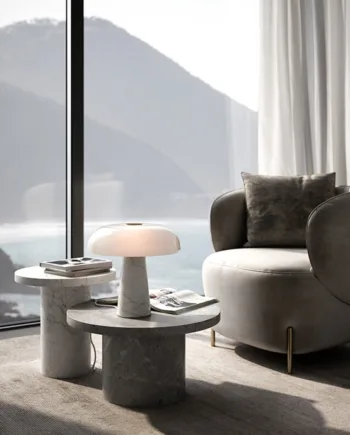 Glossy Bordlampe Hvid