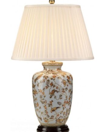 Gold Birds Bordlampe Porcelæn Polyester H65 E27 Lyseblå Orange Creme