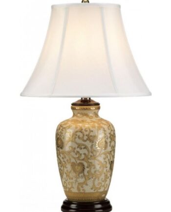 Goth Thistle Bordlampe Porcelæn Polyester H58 E27 Krakeleret Guld   Creme Hvid