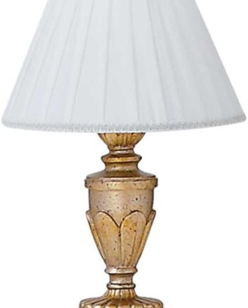 Ideal Lux Firenze Bordlampe Bladguld Metal Med Stofskærm ø24 H35
