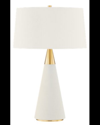 Jen Bordlampe Stål Linned H62 ø40 E27 Antik Messing Creme