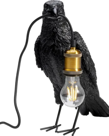 Kare Design Animal Crow Bordlampe Mat Sort Polyresin Kobber Aluminium