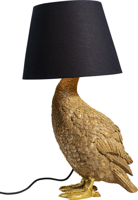 Kare Design Animal Duck Bordlampe Sort Bomuld Guld Polyresin