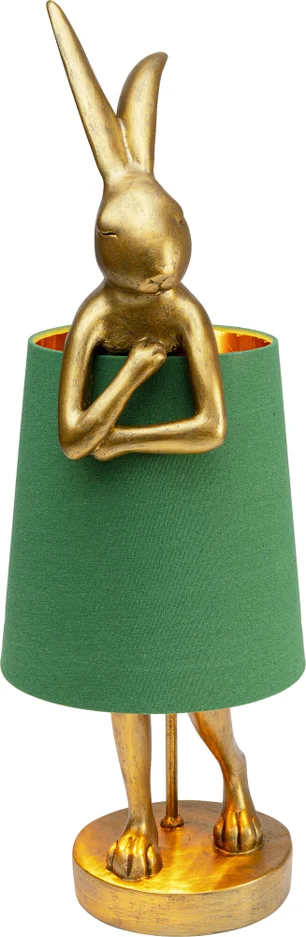 Kare Design Animal Rabbit Bordlampe Grøn Hør Guld Polyresin Stål