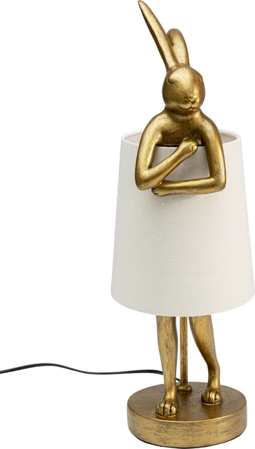 Kare Design Animal Rabbit Bordlampe Hvid Linnedhør Guld Polyresin Stål :50cm