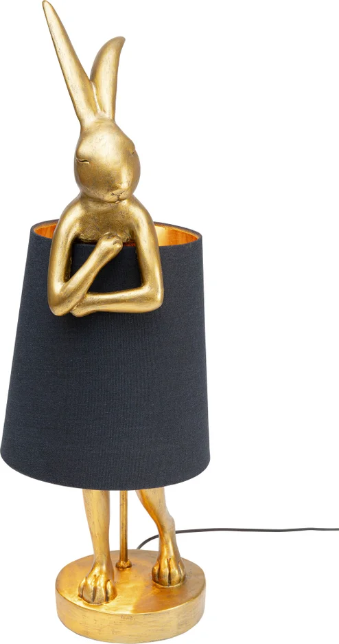Kare Design Animal Rabbit Bordlampe Sort Hør Guld Polyresin Stål