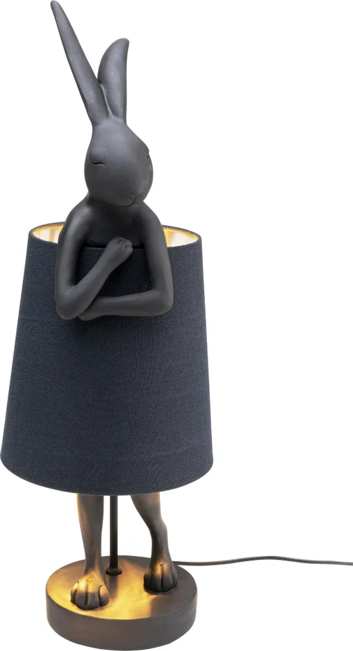 Kare Design Animal Rabbit Bordlampe Sort Hør Polyresin Stål