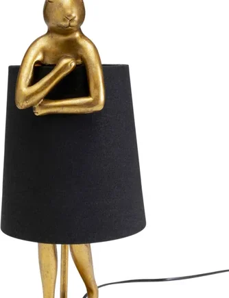 Kare Design Animal Rabbit Bordlampe Sort Linnedhør Guld Polyresin Stål :50cm
