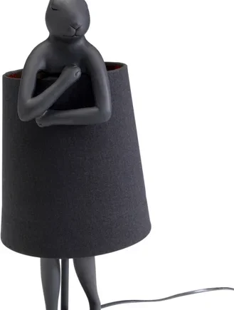 Kare Design Animal Rabbit Bordlampe Sort Linnedhør Mat Sort Polyresin Stål :50cm