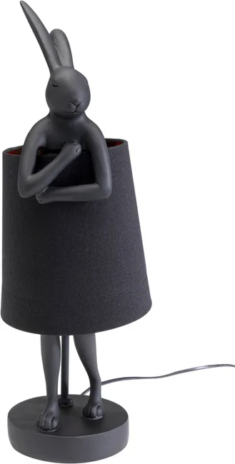 Kare Design Animal Rabbit Bordlampe Sort Linnedhør Mat Sort Polyresin Stål :50cm