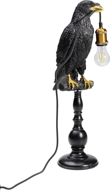 Kare Design Animal Sitting Crow Bordlampe Sort Polyresin Guld Aluminium :61cm