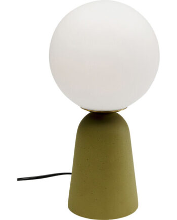 Kare Design Bollie Bordlampe Klar Glas Grøn Beton Cement