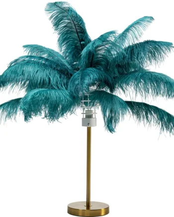 Kare Design Feather Palm Bordlampe Grøn Strudsefjer Messing Stål