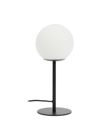 Kave Home Brisia Bordlampe Matteret Glaskugle Sort Metal ø15