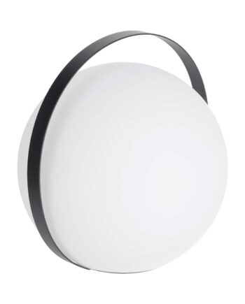 Kave Home Dinesh Bordlampe Ledningsfri Hvidt Polyethylen Sort Stål 33x34