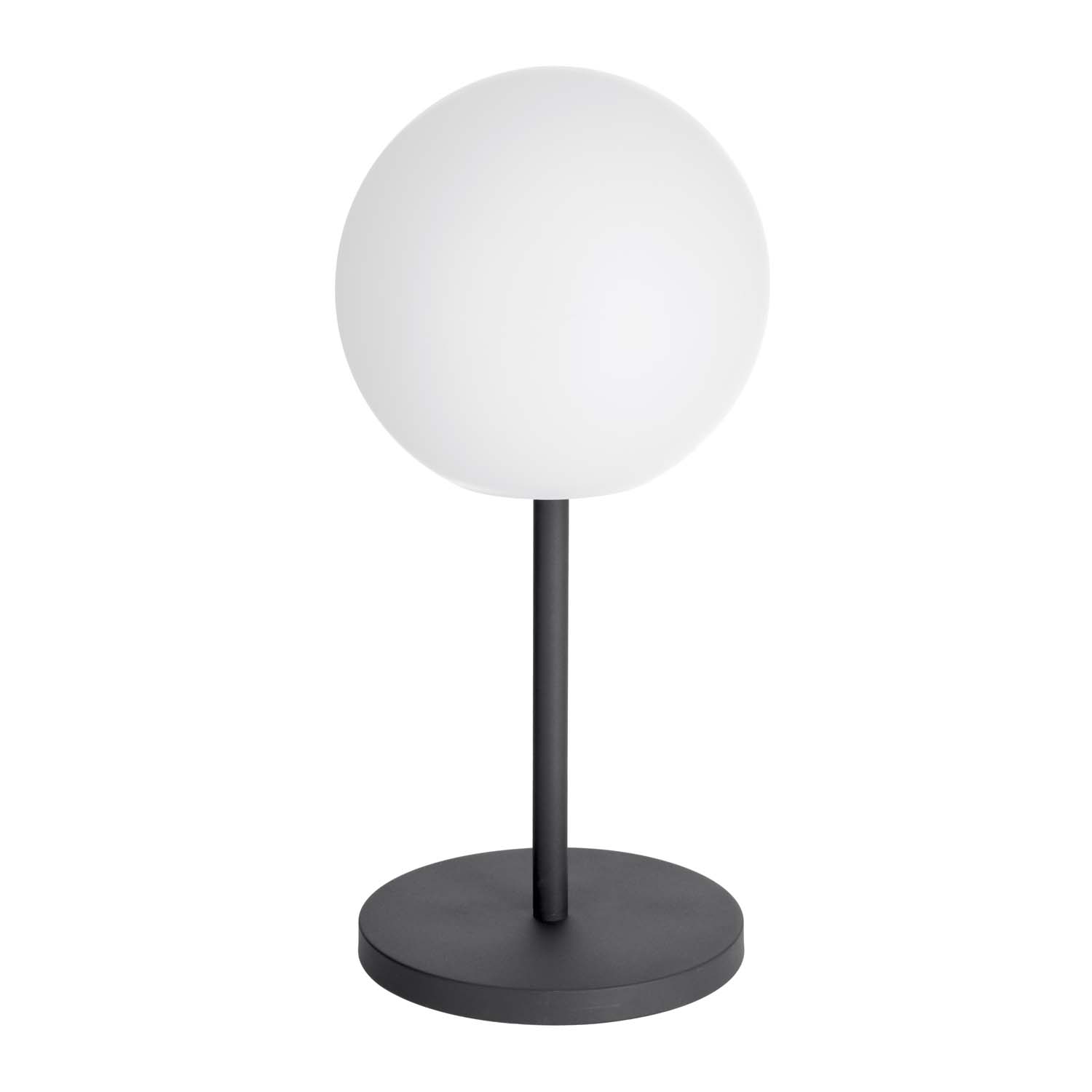 Kave Home Dinesh Bordlampe Ledningsfri Sort Stål Hvidt Polyethylen
