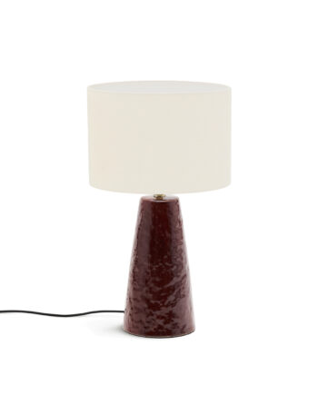 Kave Home Drava Bordlampe Bomuld Bordeaux Keramik