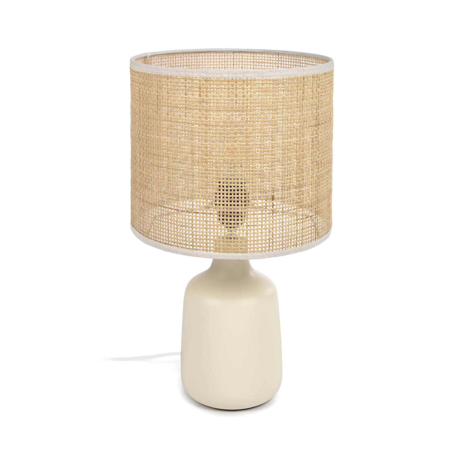 Kave Home Erna Bordlampe Natur Bambus Beige Keramik
