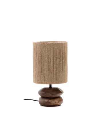 Kave Home Kor Bordlampe Mørk Jute Rebsnor Mørk Akacietræ