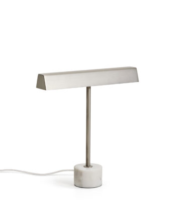 Kave Home Lynor Bordlampe Børstet Metal Hvid Marmor