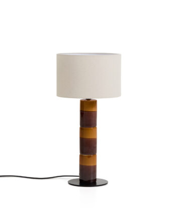 Kave Home Mavran Bordlampe Bomuld Brun Sennepsfarvet Keramik
