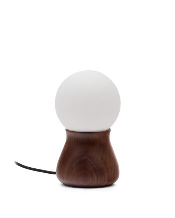 Kave Home Okeni Bordlampe Glas Brun Valnøddefinr