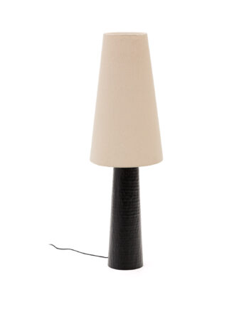 Kave Home Senni Bordlampe Natur Stof Sort Metal