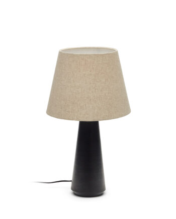 Kave Home Torrent Bordlampe Hørskærm Sort Metal