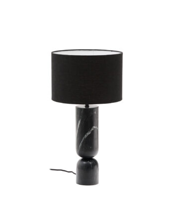 Kave Home Vex Bordlampe Sort Hørskærm Sort Marmor