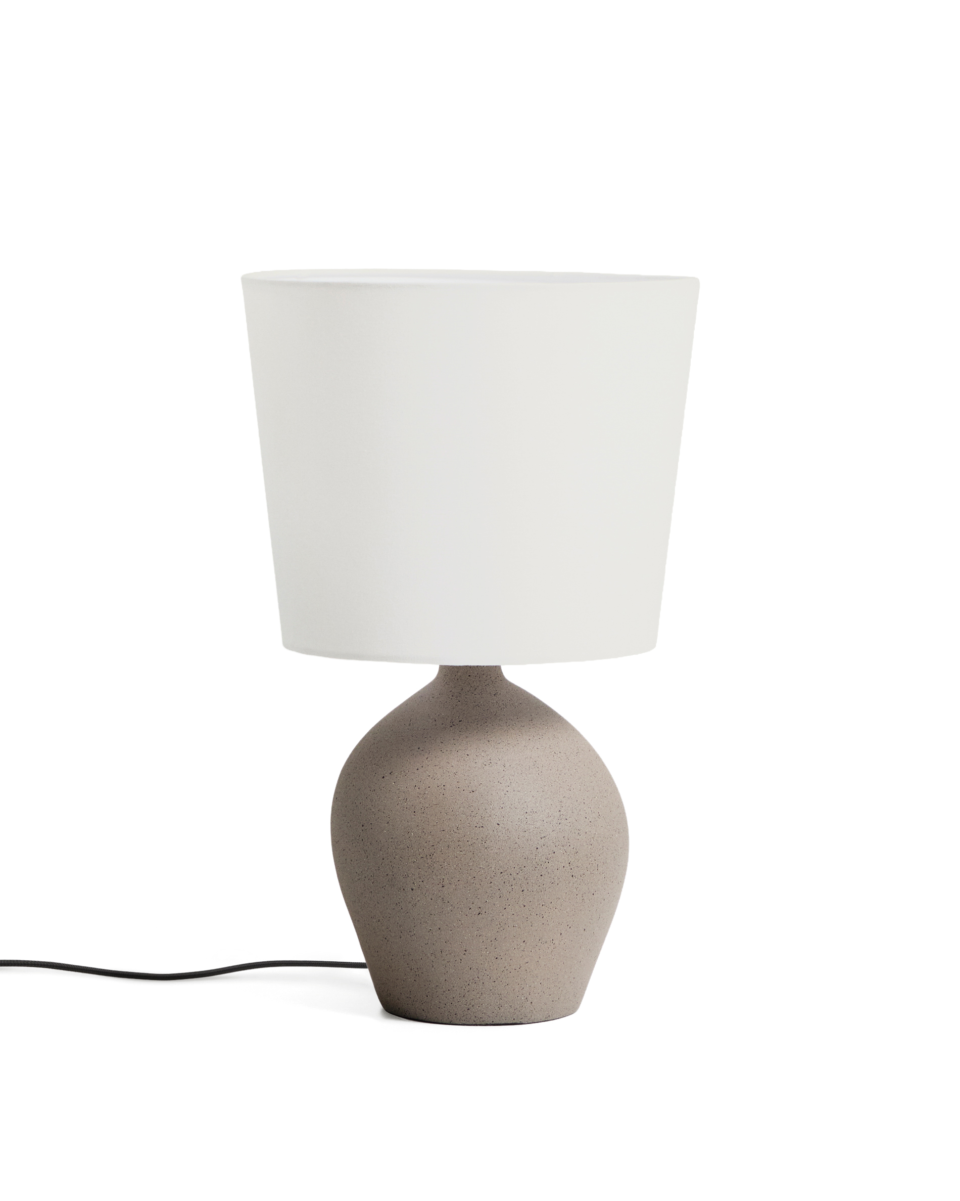 Kave Home Viona Mellemstor Bordlampe Elfenben Bomuld Grå Metal Med Tekstureret Steneffekt :