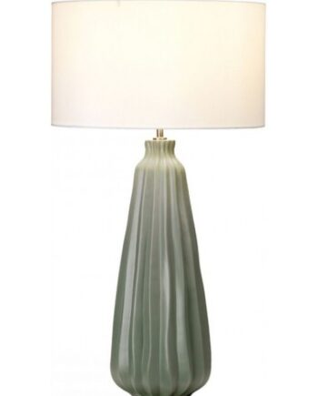 Kew Bordlampe Keramik Faux Silke H79 E27 Sage Grøn Hvid