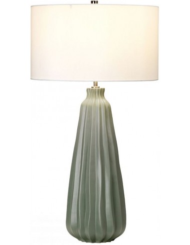 Kew Bordlampe Keramik Faux Silke H79 E27 Sage Grøn Hvid