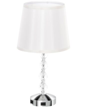 Krystal Bordlampe Touch Afbryder Usb Opladningsport ø23x45 Sølv