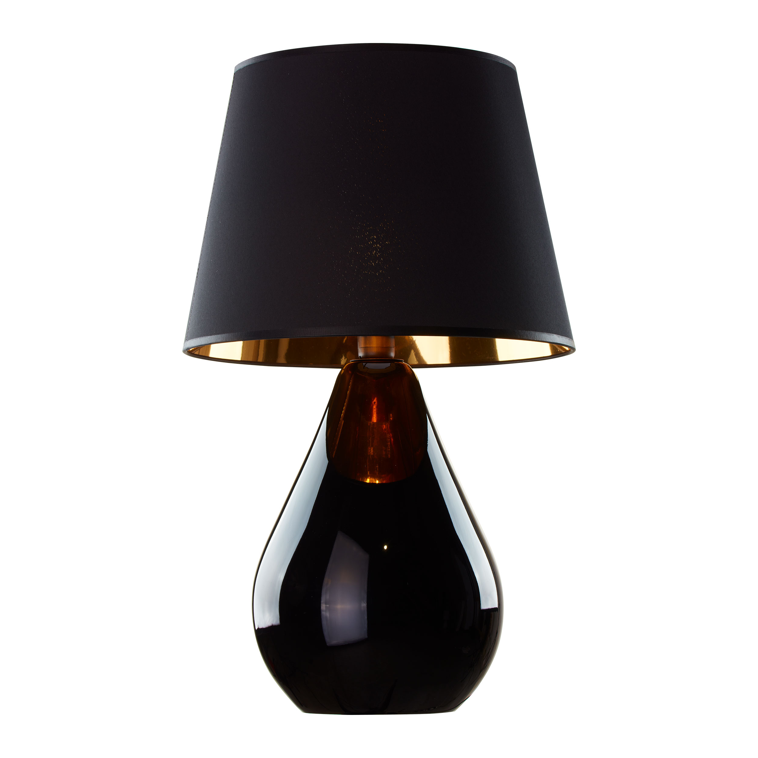 Lacrima Bordlampe Guld Sort Stof Sort Glas