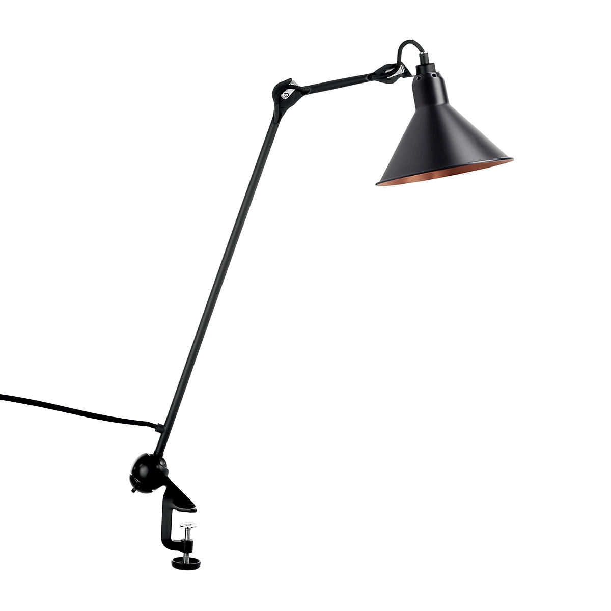 Lampe Gras 201 Arkitektlampe Sort Sort Kobber Inderskærm